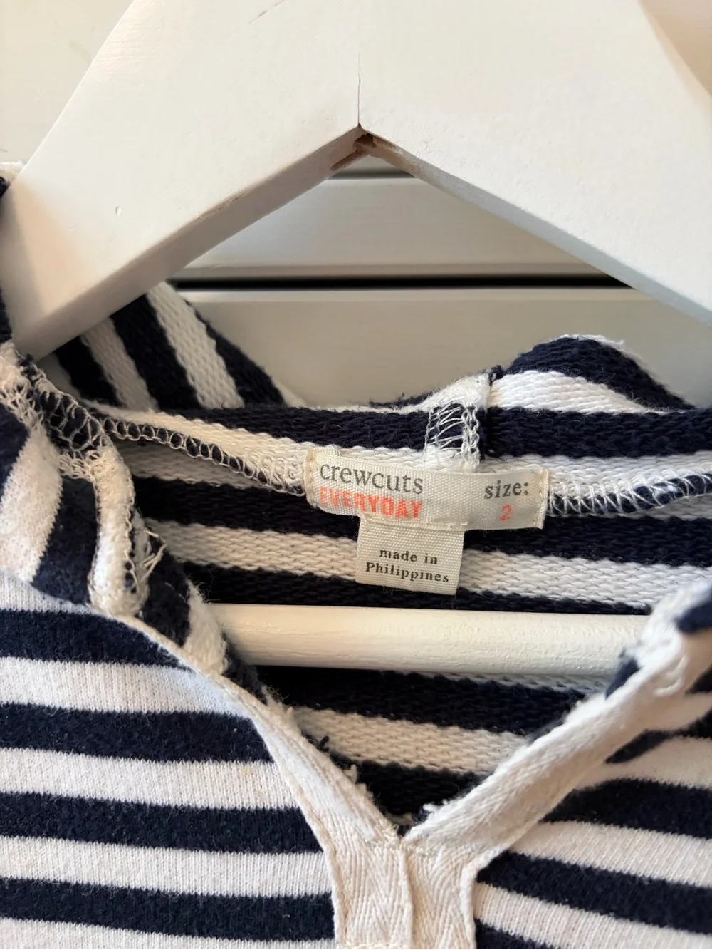 Crewcuts Girls 2 Hooded Swim Cover Up Navy White Striped Cotton